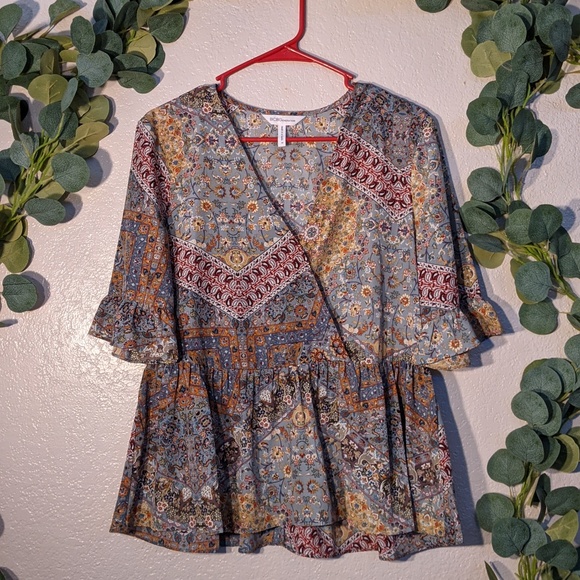 BCBGeneration Tops - BCBGeneration Floral Paisley Peplum Top